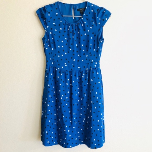 J. Crew 100% Silk Cap Sleeves Abstract Print Dress - Picture 2 of 7